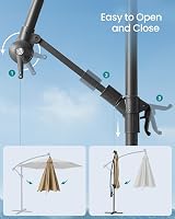SONGMICS Cantilever Garden Parasol Umbrella 3m with LED Lights Taupe view 7