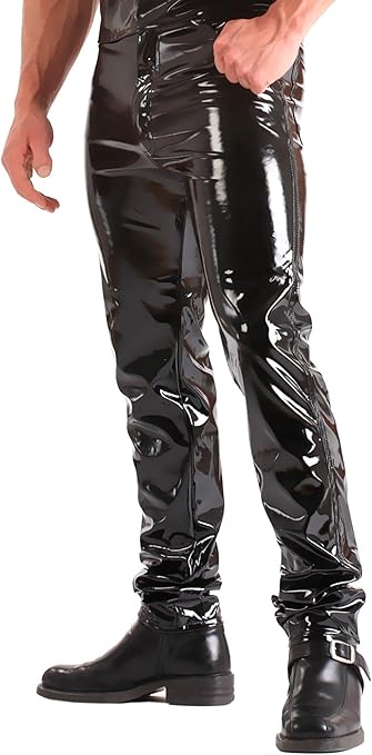 shiny black jeans mens