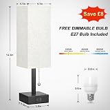 Aooshine Bedside Lamp with USB C+A Ports 3 Color Modes Beige Shade view 6