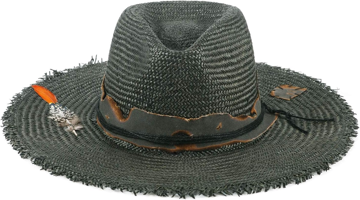 Summer Raffia Straw Fedora Sun Hat for Men Women UV Protection Wide