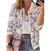 Verdusa Women's Boho Floral Zip Up Bomber Jackets Long Sleeve Fall Outerwear Brunch Outfits