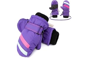 F Flammi Toddler Kids Snow Mittens with String Waterproof Ski Mittens Thinsulate Winter Gloves for Baby Girls Boys