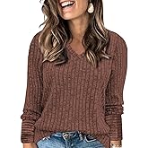 VISLILY Womens-Plus-Size-Dressy-Tops Casual V Neck Long Sleeve Shirts Lightweight Knit Sweaters Comfy Tunics Blouses XL-5XL