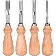 Leather Edge Skiving Beveler Tool Set 4mm 6mm 8mm 10mm Leather Edge Trimmer with Wooden Handle Leather Skiver for DIY Crafts 