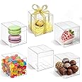 Nicunom 120 PCS Clear Favor Boxes, 2" x 2" x 2" Plastic Gift Boxes for Macaron Candy Minigifts Wedding Party Baby Shower