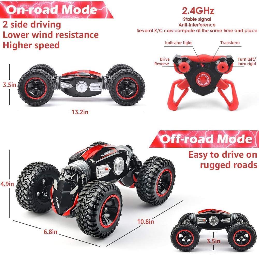 RC Car Off-Road Remote Control Car Monster Truck 4WD Dual Motors Electric Vehicles Rock Crawler 2.4Ghz RC Truck (Red): Toys & Games