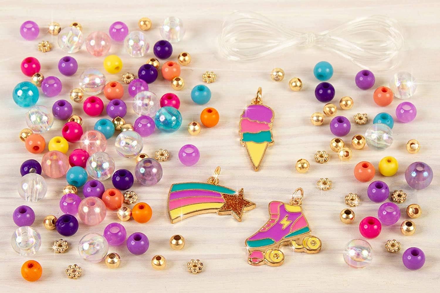 Make It Real Rainbow Bracelet Making Kit with Ring - Girls Jewellery - Arts and Crafts for Kids, Rainbow Dream Jewelry, Small - Image 4