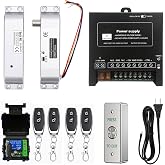Fail Secure Electric Drop Bolt Lock Door Access Control Kit Remote Control | Complete Kit with Surface-Mounted Fail Secure Drop Bolt, 4 Remote Controls, Power Supply and Stainless Steel Exit Button