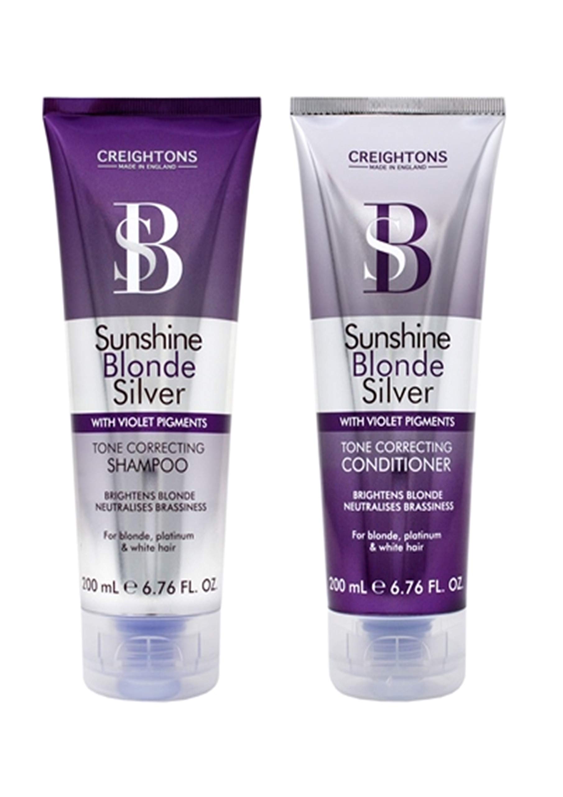 Creightons Sunshine Blonde Tone Correcting Shampoo 200 ml and Creightons Sunshine Blonde Tone Correcting Conditioner 200ml Duo Set with Violet Pignents & UV Filters