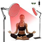 SAVILER Round Red Light Therapy for Face and Body, Adjustable Height Stand, 660nm Red Light Therapy & 850nm Infrared Light Therapy Device，Skin Beauty