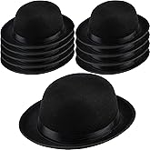 SGBETTER 10 Pcs Adult Black Bowler Hats Felt Bowler Derby Hat Round Top Hat Gentlemen Party Hats for Men Women Halloween Dress Up Accessories