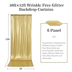 Outpain 30x12ft Gold Sequin Backdrop Curtains