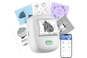 ORGSTA Sticker Printer Mini Printer S002 PrintPods Bluetooth Portable Sticker Maker with 1 Roll Paper Thermal Inkless Label Maker Machine Impresora Portátil Instant Print for Notes, Journal, DIY, Gift