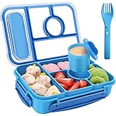Amathley Bento Box Adult Lunch Box Kids,Lunch Containers for Adults/Kids/Toddler,5 Compartments Bento Lunch Box with Sauce Vo