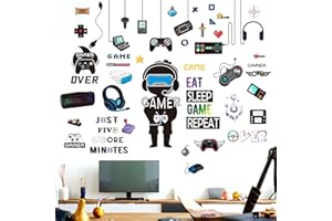 Amimagen Gamer Wall Stickers - Controller Eat Sleep Games Joystick Video Gaming Wall Decals - Boys Bedroom Playroom Baby Kids Room Wall Decor