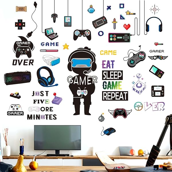 Gamer Wall Decals With Controller Design - Vinyl Stickers For Kids Playroom & Bedroom - View #8