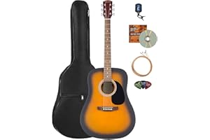Fender FA Series Dreadnought Acoustic Guitar - 2-Color Sunburst Bundle with Gig Bag, Tuner, Strings, Picks, and Austin Bazaar Instructional DVD