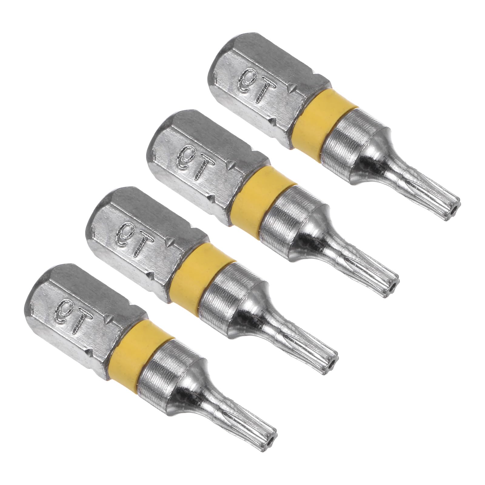 CoCud Magnetic Torx Screwdriver Bit, T9 25mm Length 1/4" Hex Shank, S2 Steel Star 6 Point Drill Driver Tamper Proof - (Applications: for Auto Repair), 4-Pieces