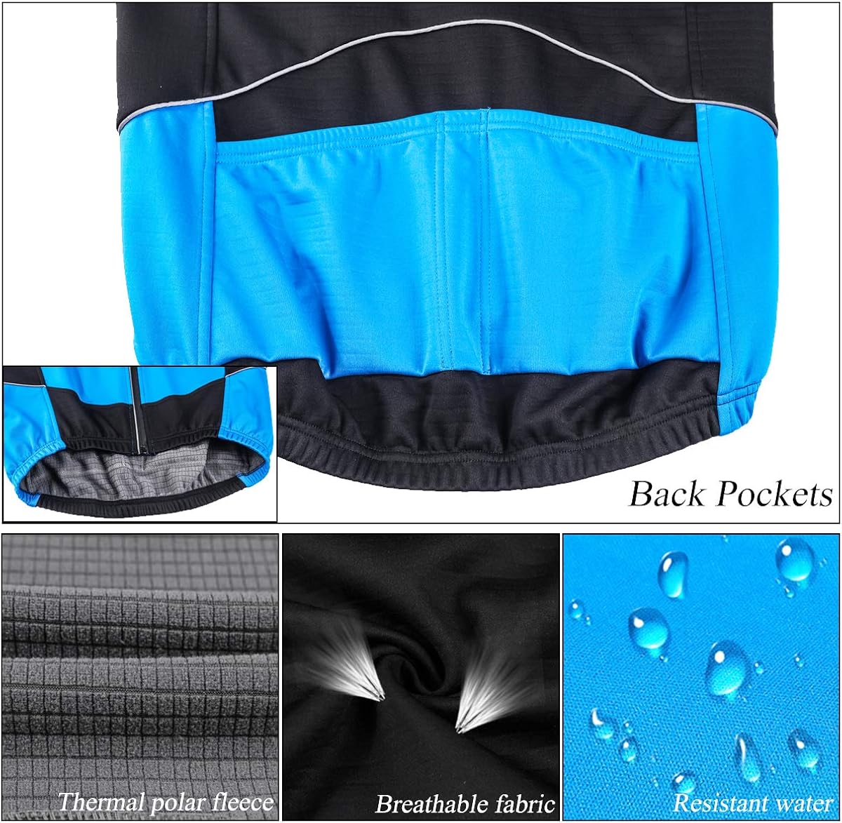MUCUBAL Men's Cycling Jacket Windproof and Water-Resistant Coat Winter Thermal Breathable Bike Windbreaker: Clothing