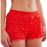 Aonoapll Women Y2K Lolita Bloomers Ruffle Shorts Lace Layered Pumpkin Booty Shorts Coquette Boy Shorts Panties