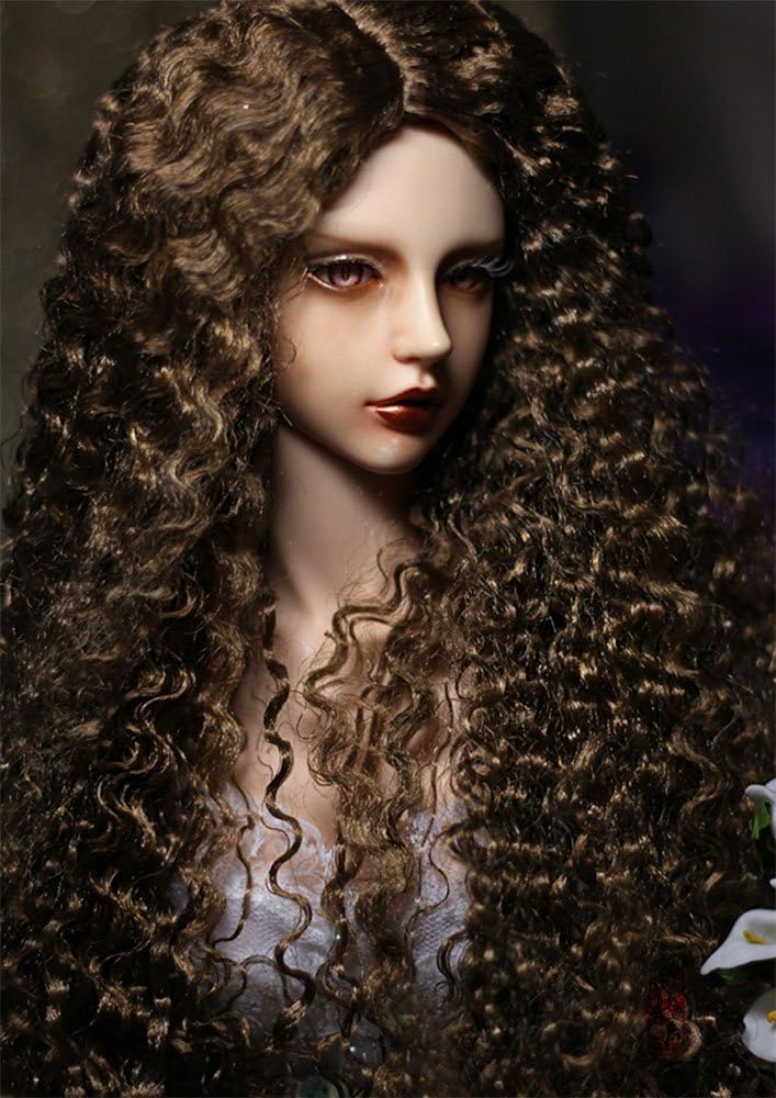 Zgmd 1/3 BJD DOLL SD doll wig 8"-9" Bohemian Curls With Small Waves Long Wig+Head Cap