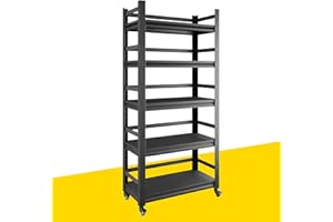 BEZUNY 63" H Garage Shelving with Wheels,Sturdy Garage Shelves Heavy Duty Shelf,Large Metal Shelves,Adjustable Garage Storage Shelves Rack Unit for Warehouse Industrial Basement Storage,Steel