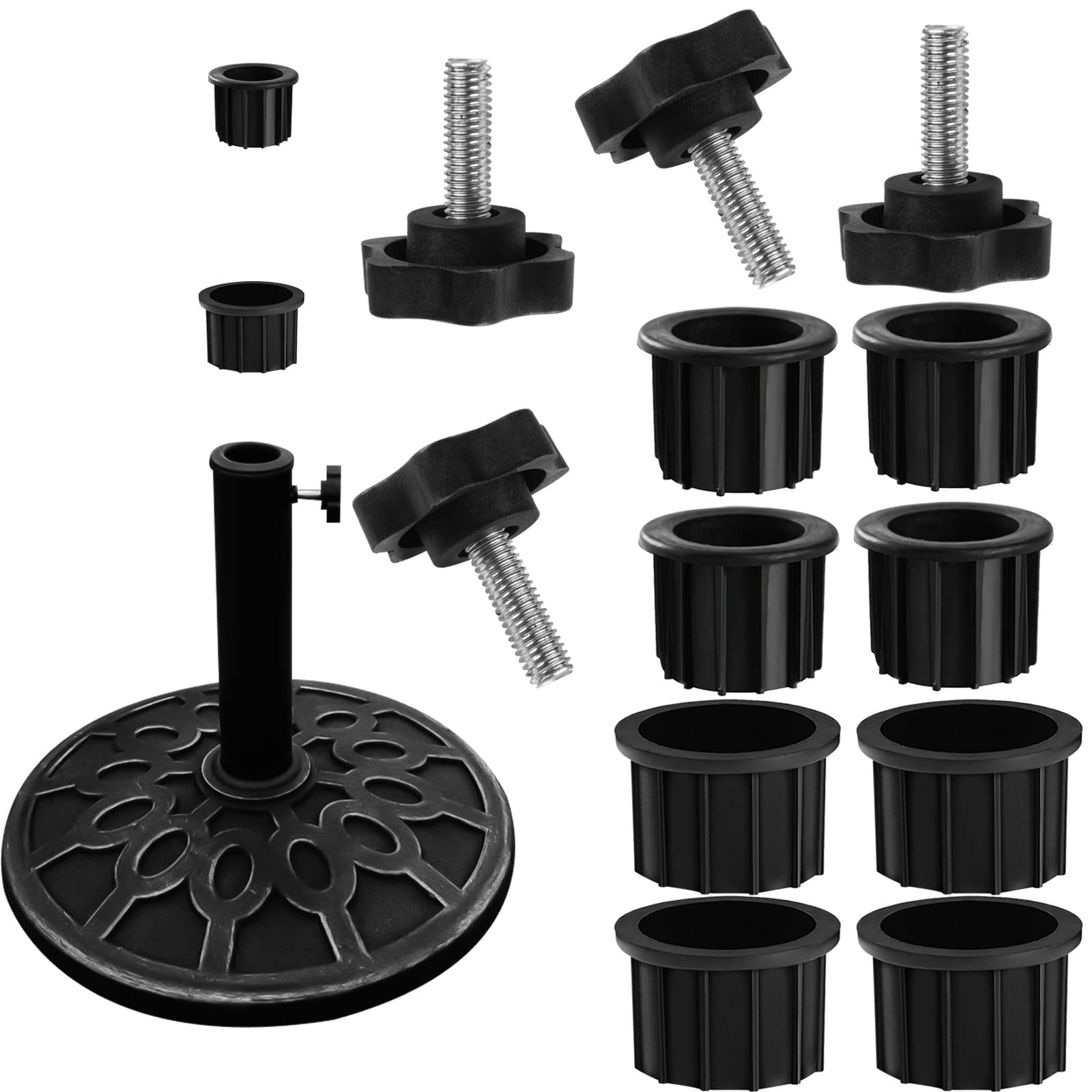 12 Pcs Umbrella Base Stand Replacement Parts,Courtyard Umbrella Base Replacement Parts Outdoor Umbrella Hole Ring Plug Cover with M8 Thread Screw Replacement Hand Knob for Backyard Courtyard Table