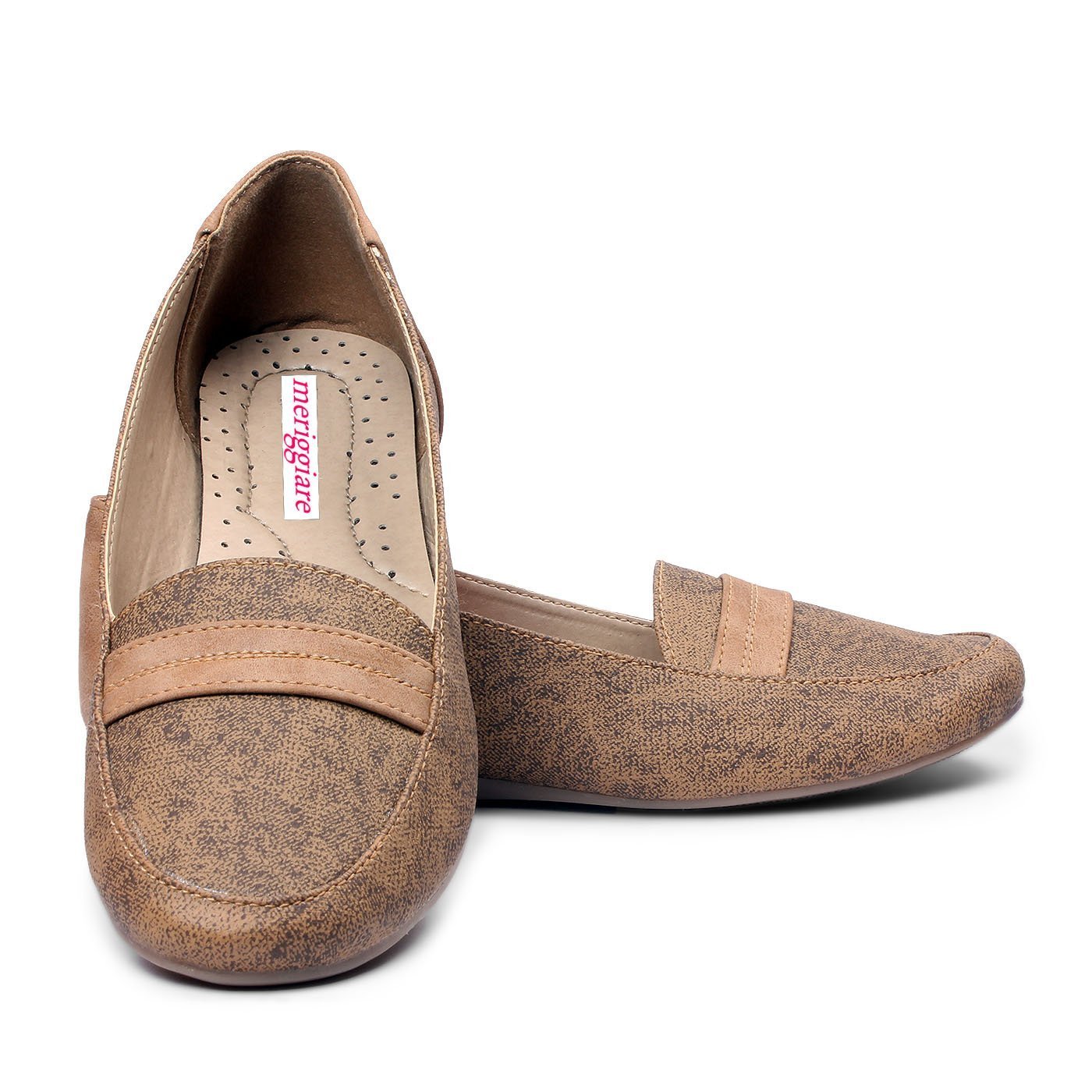 meriggiare women brown synthetic loafers