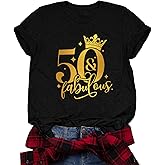 LAZYCHILD 50th Birthday Gifts for Women Fifty Birthday Shirts 50 Years Old Birthday Party Short Sleeve Graphic T-Shirt