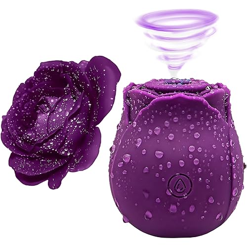 2021 Upgraded Women Rose Toys with 7 Gears - Washable Waterproof Rechargeable Rose Flower Toy for Women (Purple)