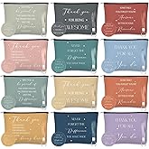 Kacctyen 36 Pcs Thank You Gift for Women Inspirational Appreciation for Employee Coworkers Staff Makeup Bags Motivational Quote Key Chains Compact Mirror Bulk