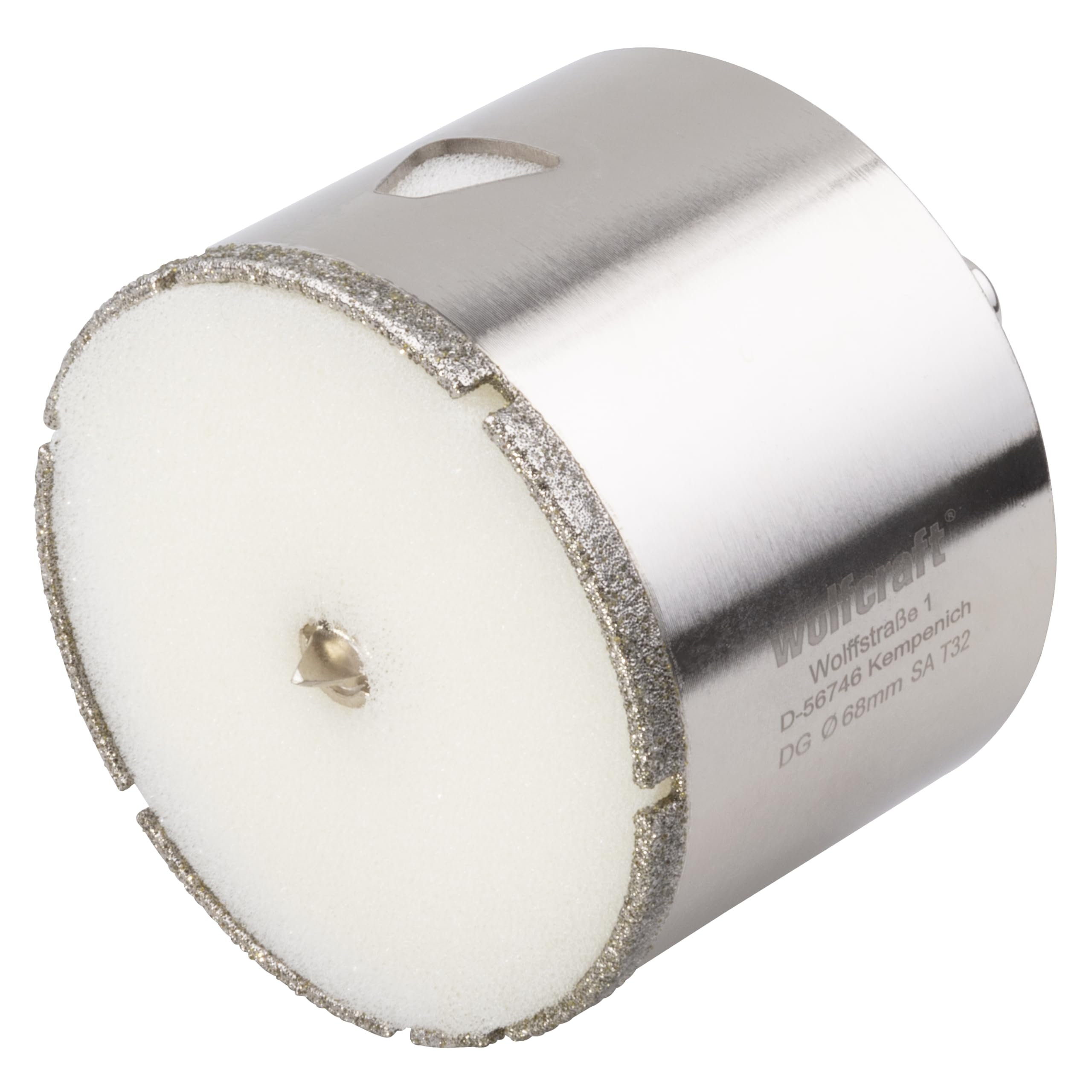 Wolfcraft 5931000 Diamond Ceramic Hole Saw accessory with 10 mm Shank and 68 mm Ø Sponge Included — image 1
