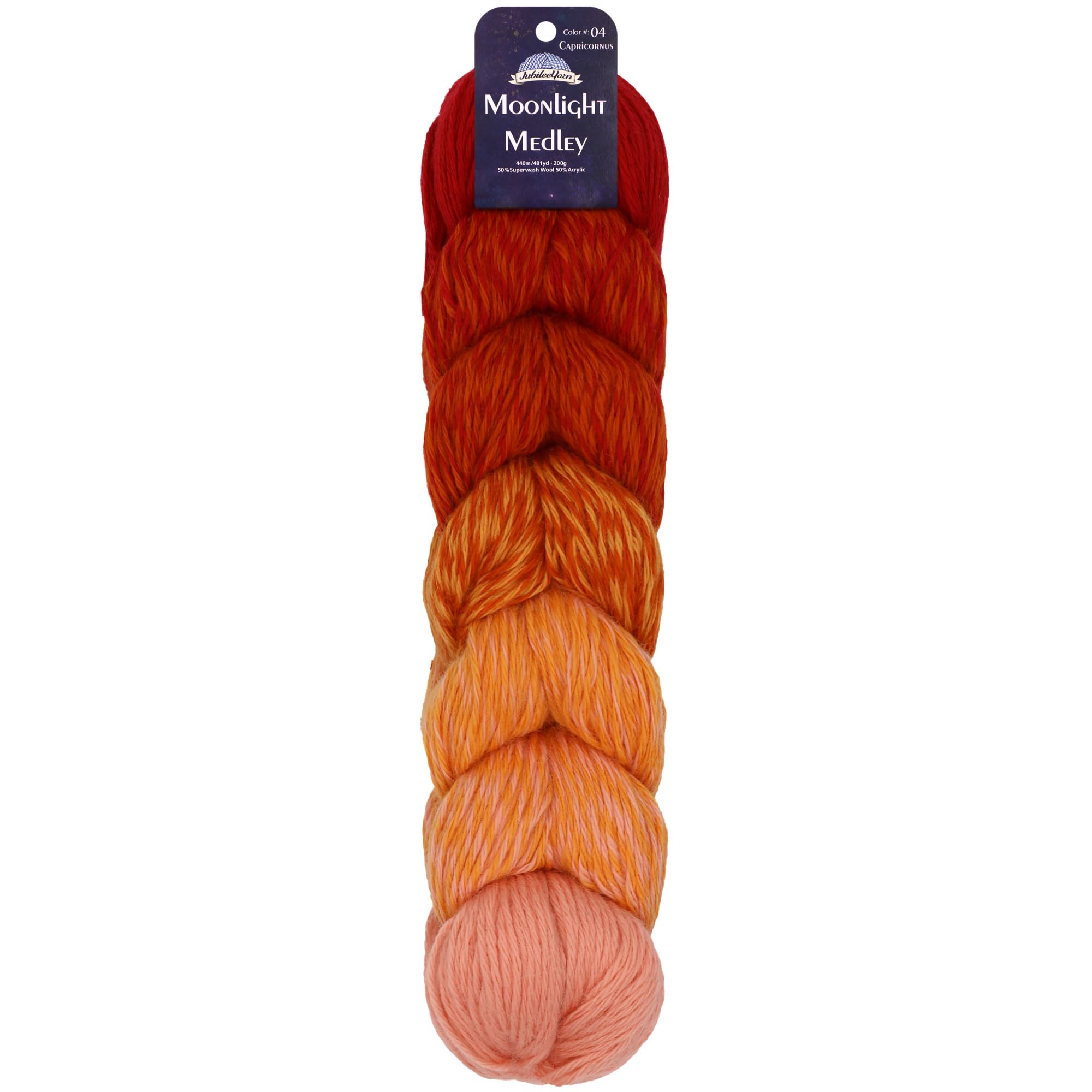 JubileeYarn Moonlight Medley Yarn - Ombre DK Weight Merino Wool/Acrylic - 200g/Hank - Aries - 1 Skein
