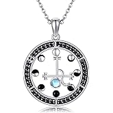 ONEFINITY Lilith Necklace 925 Sterling Silver Moon Phase Moonstone Pendant Necklace Sigil of Lilith Jewelry Mothers Gifts for Women Mom Grandma