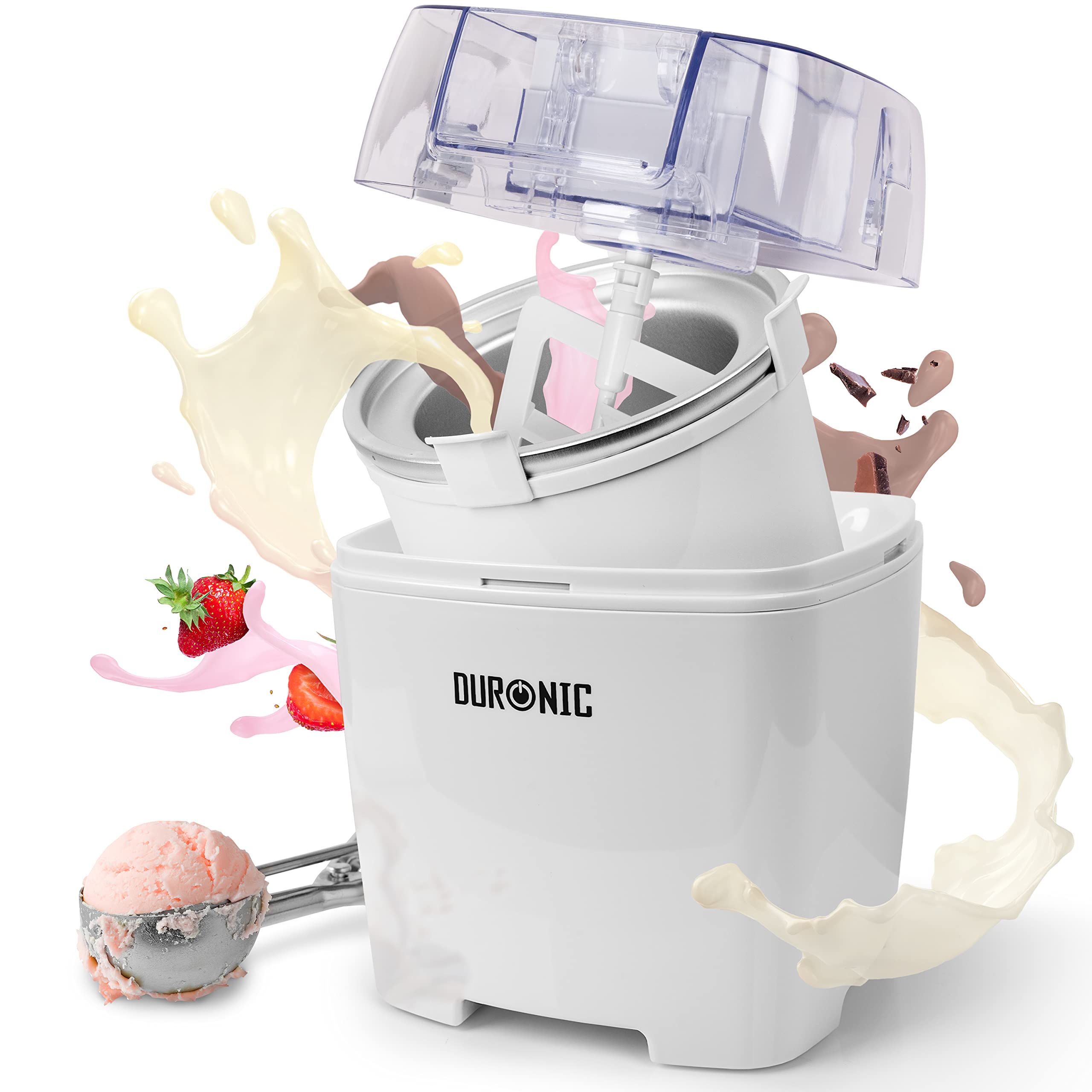 Duronic Ice Cream Maker IM540 Homemade Gelato, Sorbet, Frozen Yoghurt Maker Machine, Soft Serve Dessert Makers, Fresh Creamy Ice Creams in 30 Min, Compact Portable Design for Family Home Recipes
