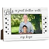 upiquiet Life is Better with My Boys Picture Frame, Mother Day Birthday Gifts from Son, 4x6 Photo Frames Tabletop Display for Home Office Desk Decor -18