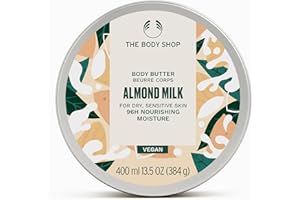 The Body Shop Almond Milk Body Butter 400ml | Soothing Body Moisturizer for Sensitive & Dry Skin | 96hr Hydration Body Cream 