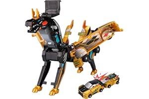 GENERIC Collision Transforming Dinosaur Car Toy,Transformation Car Toy, 2in1 Magnetic Dinosaur Transformer Cars for Boys & Girls Party Favors Gift for Birthday, Christmas (Golden)