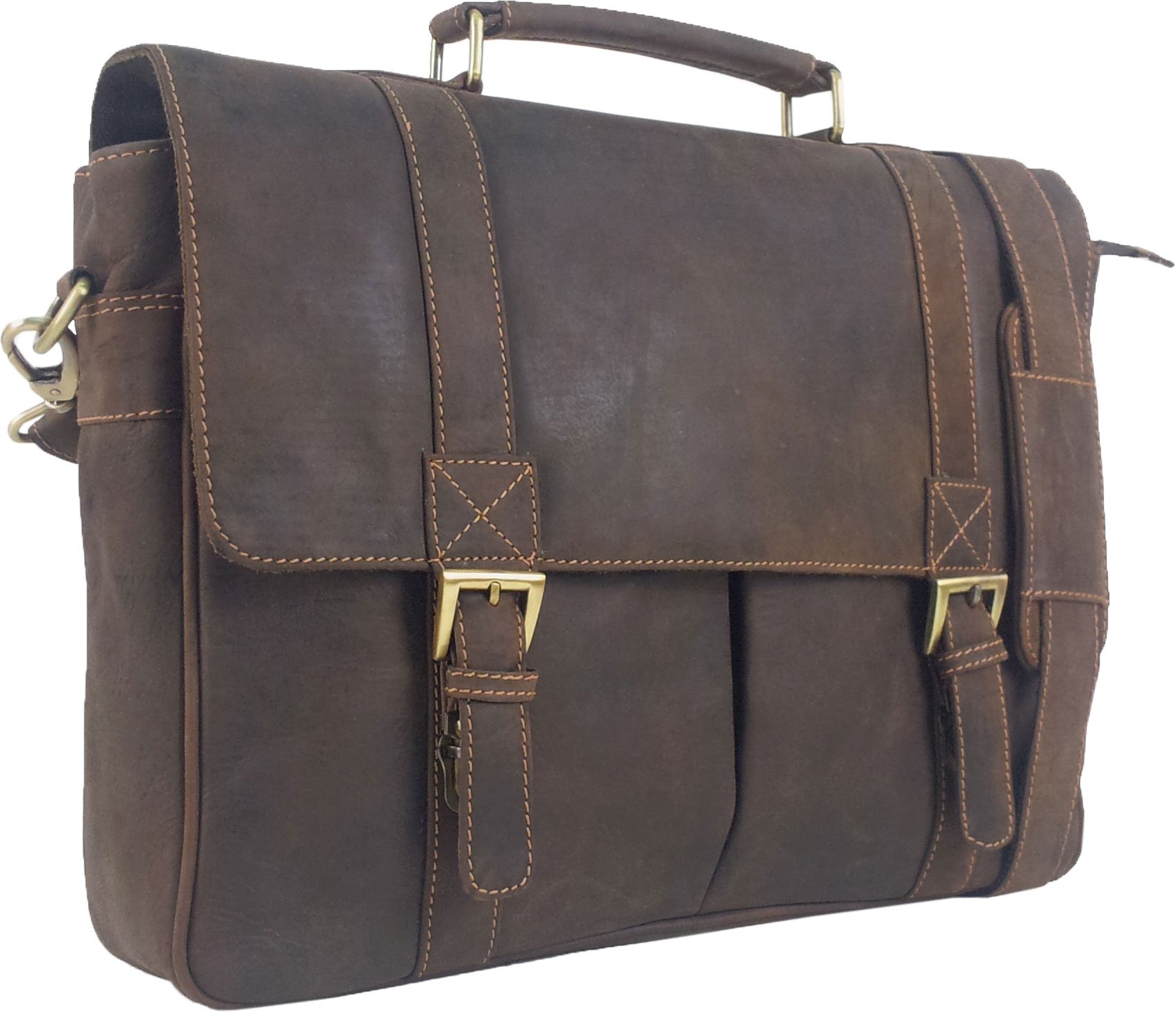 UNICORN Real Leather 16.4" laptop bag Messenger Briefcase Brown #2J