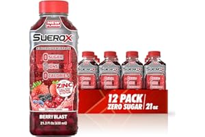 SueroX Sugar Free Sports Drink for Hydration and Recovery, Electrolyte Hydration Drink with 8 Ions, Zero Calorie Sports Drinks, Berry Blast, 21.3 Fl Oz, 12 Count