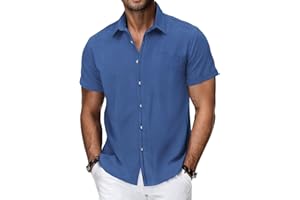 HMIYA Mens Short Sleeve Button Up Cotton Linen Shirts S-3XL 2026 New