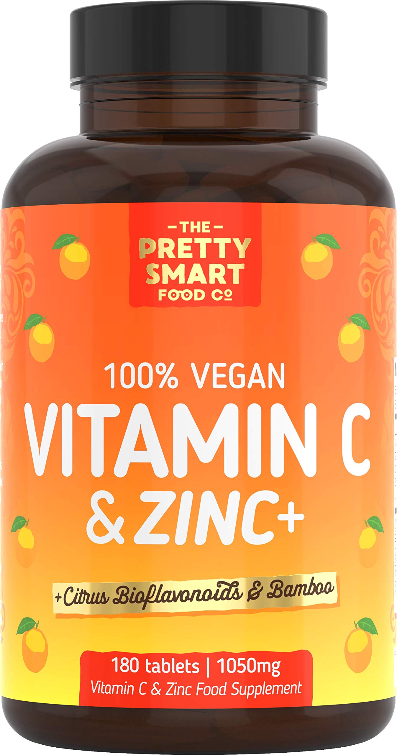 Powerful Vitamin C and Zinc Tablets - Vitamin C 1000mg with Zinc - 6 Month's Supply - Boosted with Citrus Bioflavonoids & Bamboo - For The Maintenance of a Normal Immune System - 180 Tablets - UK Made
