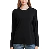netdraw Women's Bamboo Viscose Cotton Long Sleeve T-Shirt, Crew Neck Buttery Soft Comfy Casual Lounge Sleep Pajama Tees