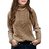 Girls Turtleneck Sweaters Pullover Kids Toddlers Cable Knit Long Sleeve Jumper Tops
