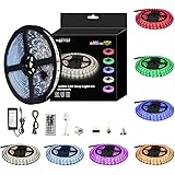 LED Light Strip Kit RGB LED Strip Waterproof SMD 5050 RGB 16.4Ft/5M 300 LEDs with 44Key Remote Controller and Power Supply for Holiday Party Home Garden Decoration Kicthen Bedroom Sitting Room