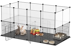 XiaZ Small Animal Playpen 26 Panels, Guinea Pig Cages with Waterproof Mat 47.2" x 23.6" x 23.6",Puppy Play Pen for Chicken,Pet Fence for Rabbit,Bunny,Ferrets,Hamsters,Hedgehogs Indoor