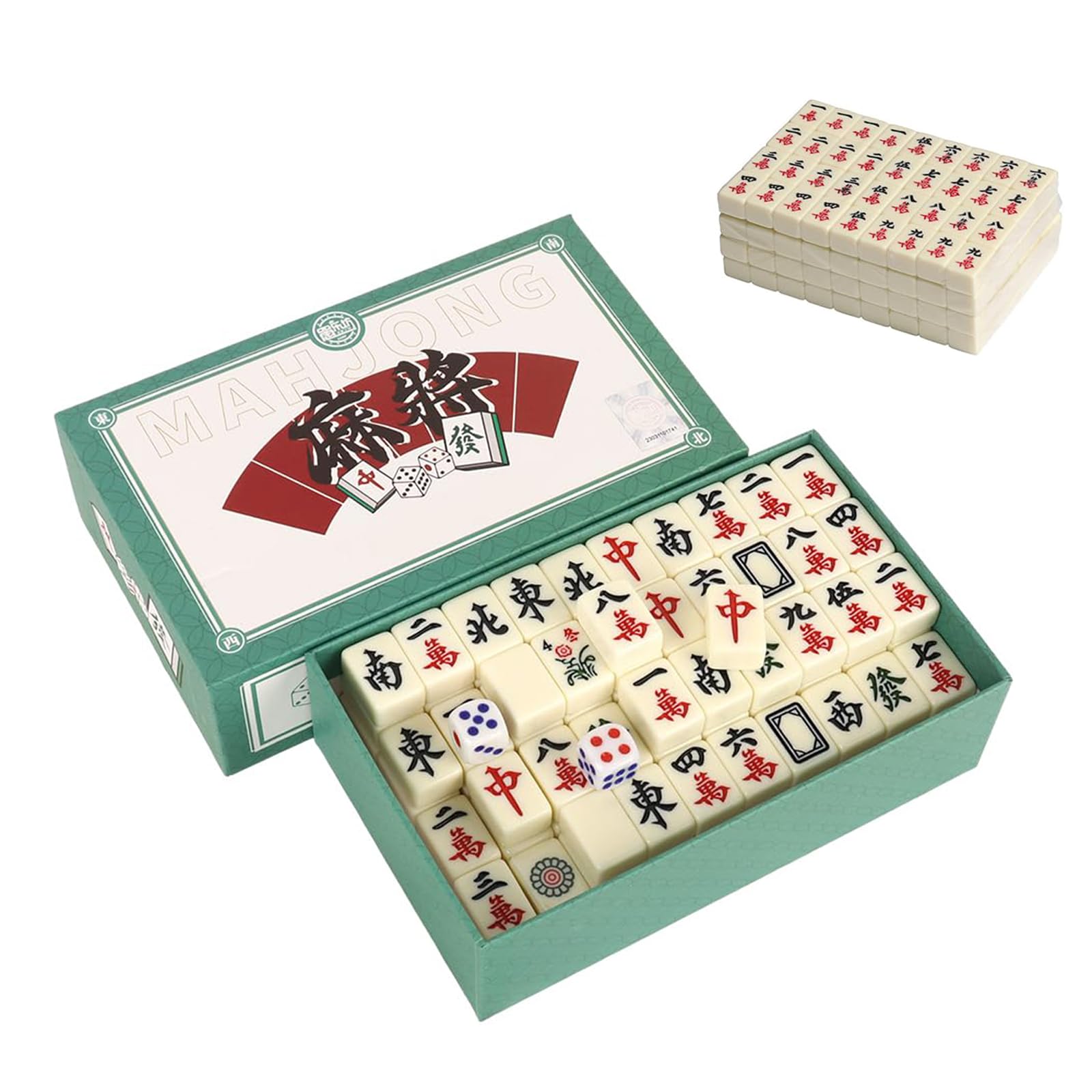 Mini Mahjong Game, White Engraved Majong Set,144 Tiles Mahjong Set Portable Chinese Toy With Box for Family Leisure Time Travel