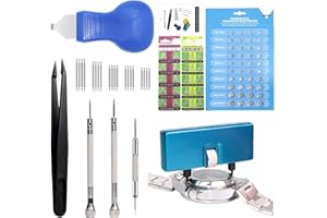 Watch Battery Replacement Tool Kit, GLDCAPA Watch Repair Kit, Watch Back Remover Tool, Watch Case Opener Tool, Watch Case Opening Pry, Spring bar, Tweezers with 60pcs Watch Batteries