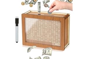 Cash Vault Wooden Savings Box 10000, 2026 New 10000 Savings Challenge Box, Wooden Money Saving Box Money Box with Counter Tar