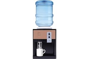 BAZARGAME Top Loading Water Cooler Dispenser, Desktop Electric Hot and Cold Dispenser with 3 Temperature Settings, 1.1 to 5 Gallon Countertop Water Cooler Dispenser for Home Office Coffee (Gold & Black)
